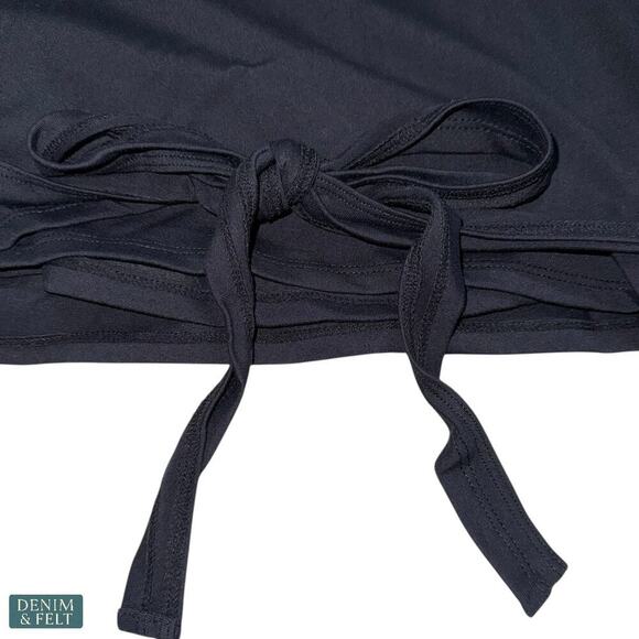 Halara Black V Neck Short Sleeve Wrap Tie Back Cropped Athletic Top Size XL NEW - Picture 8 of 9